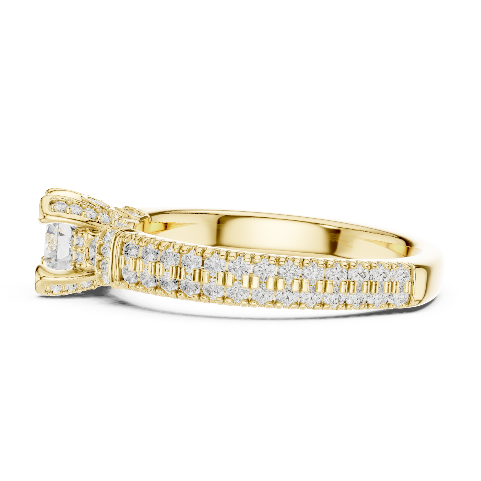  Gold Infinite Radiance Aurora Solitaire Ring Side View