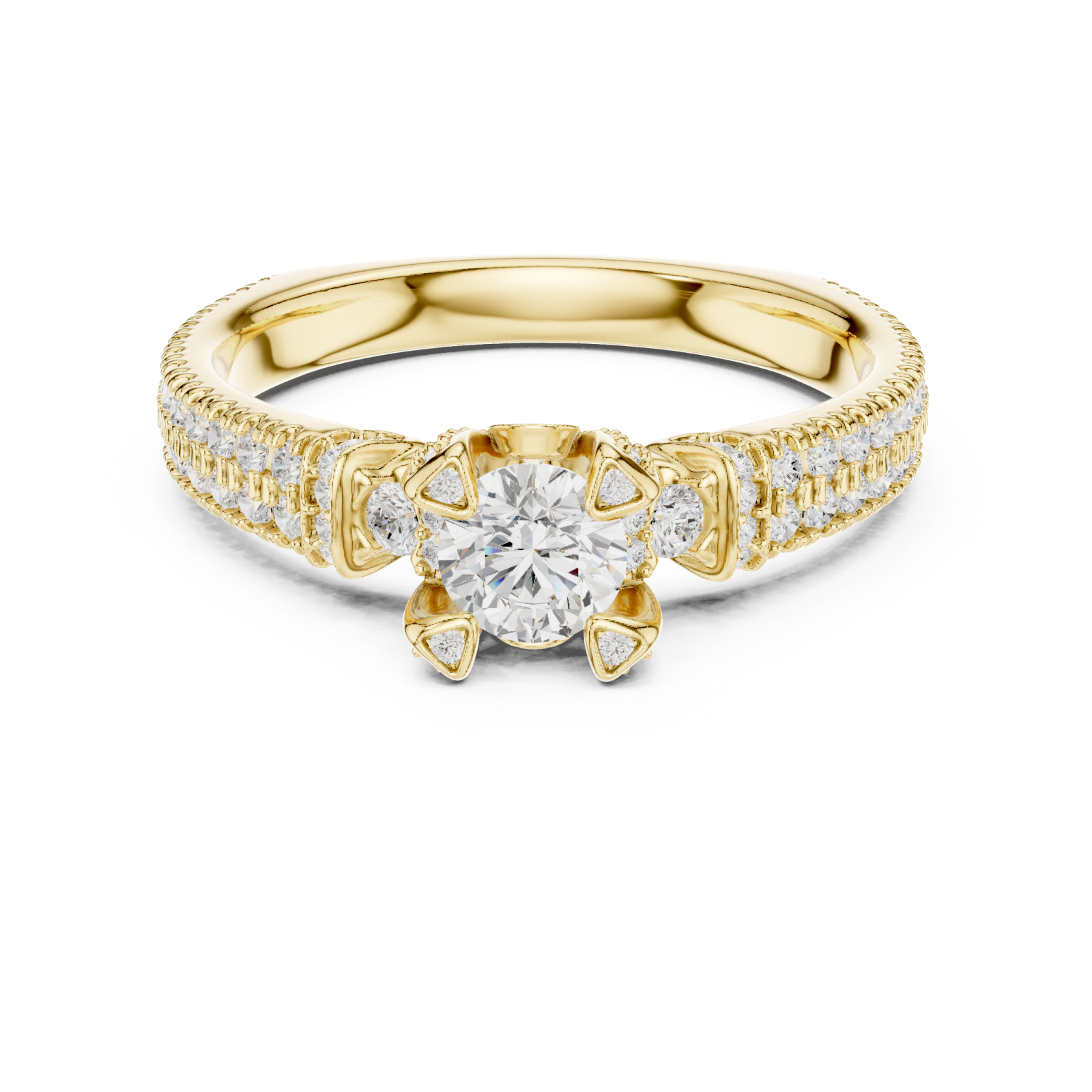  Gold Infinite Radiance Aurora Solitaire Ring Front View