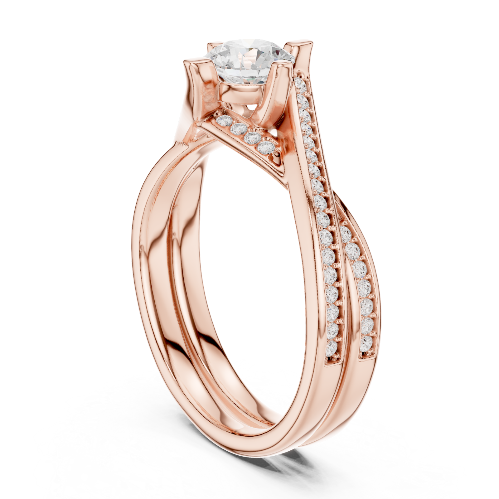  Rose Gold Celestial Silhouette Trinity Ring Left View