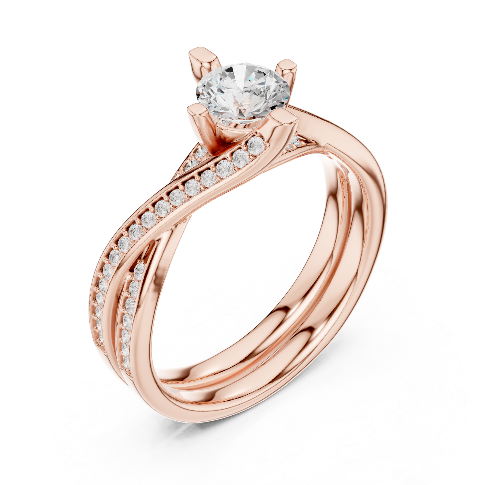  Rose Gold Celestial Silhouette Trinity Ring Right View