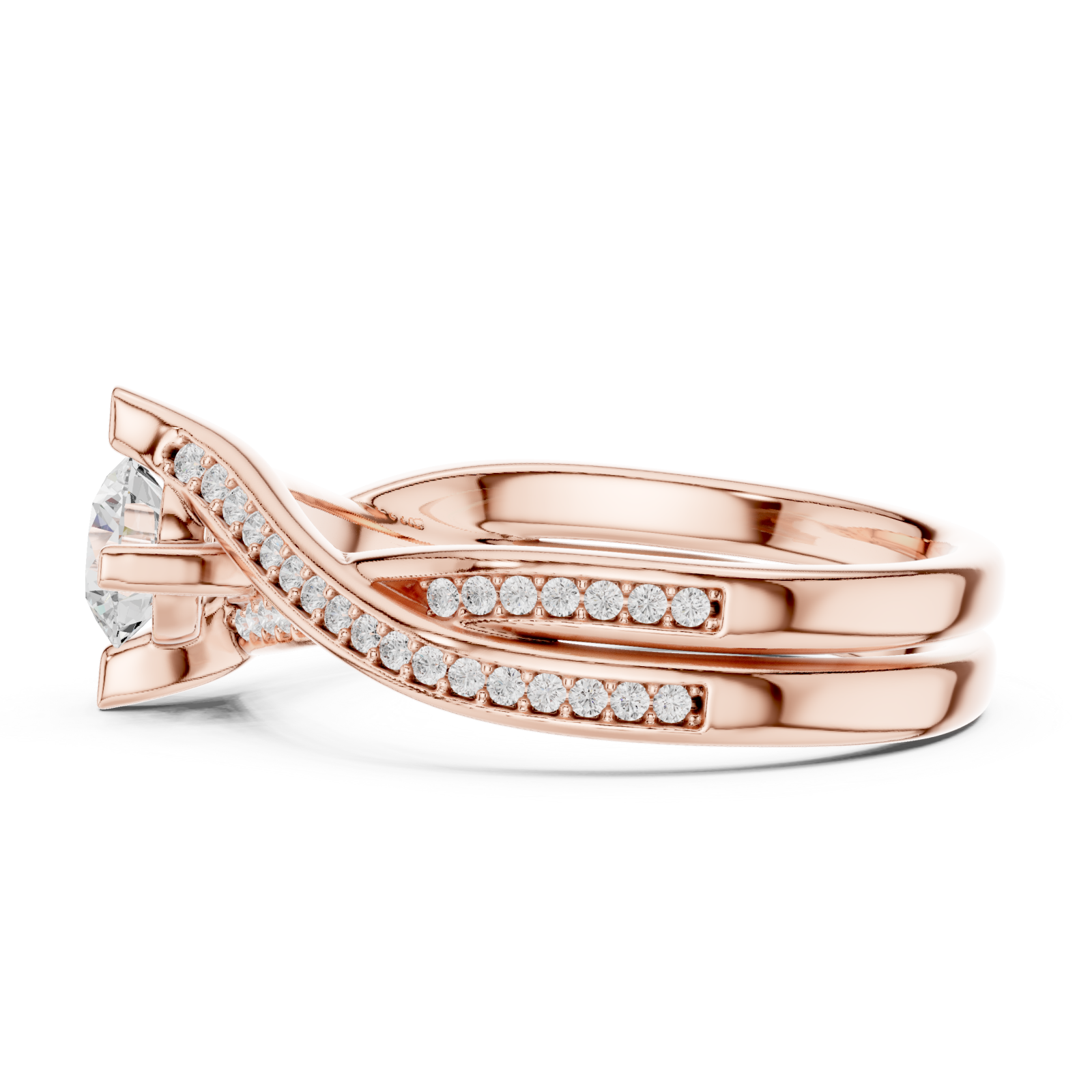  Rose Gold Celestial Silhouette Trinity Ring Side View
