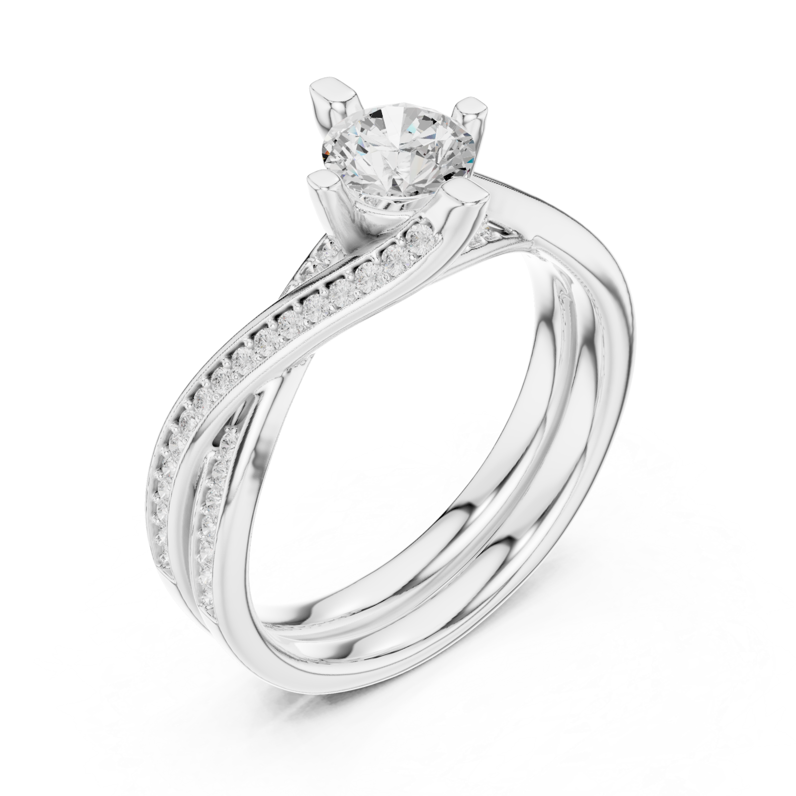  White Gold Celestial Silhouette Trinity Ring Right View