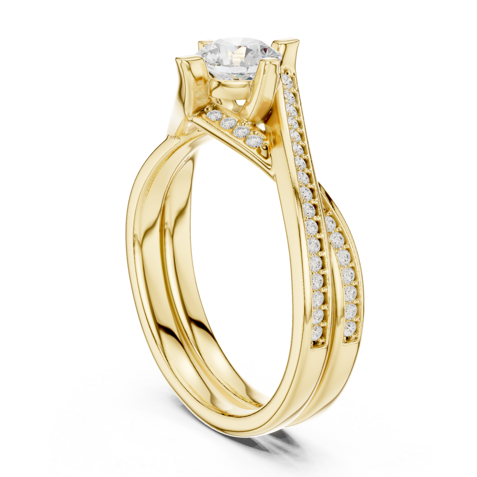  Gold Celestial Silhouette Trinity Ring Left View
