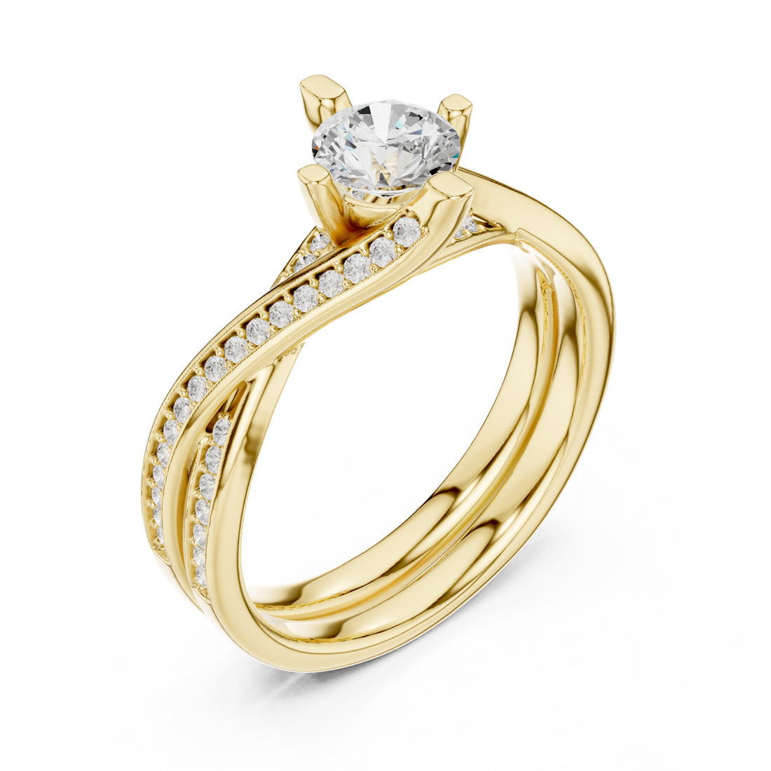 Gold Celestial Silhouette Trinity Ring Right View