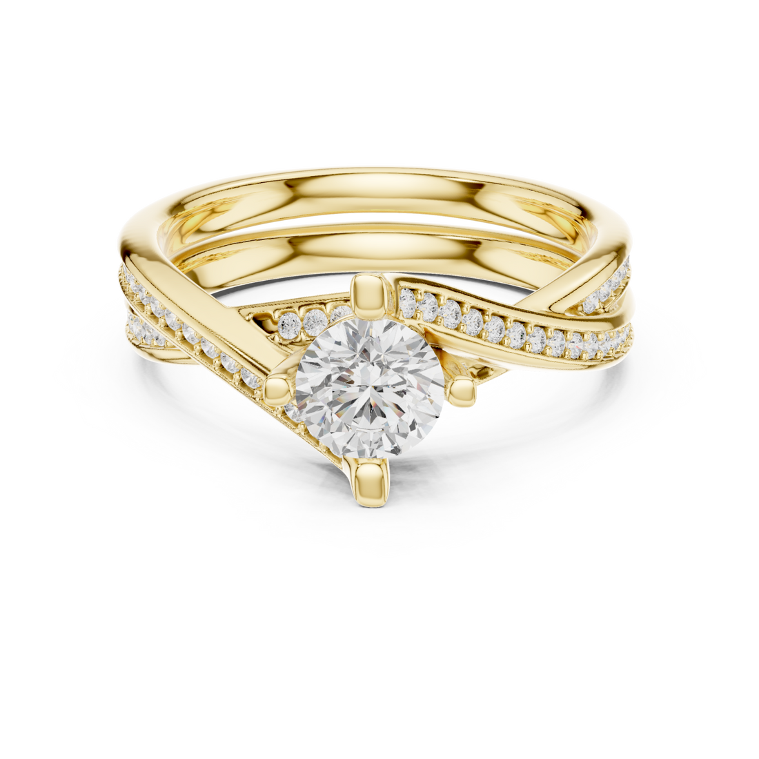Gold Celestial Silhouette Trinity Ring Right View