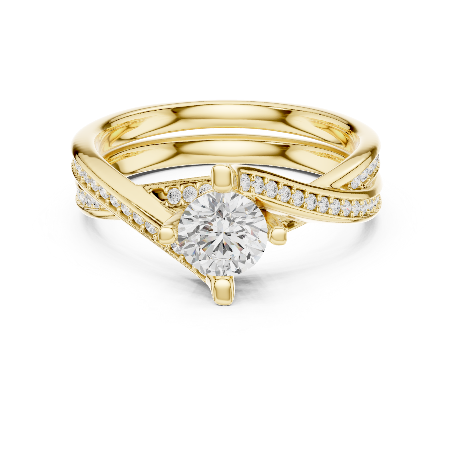  Gold Celestial Silhouette Trinity Ring Front View
