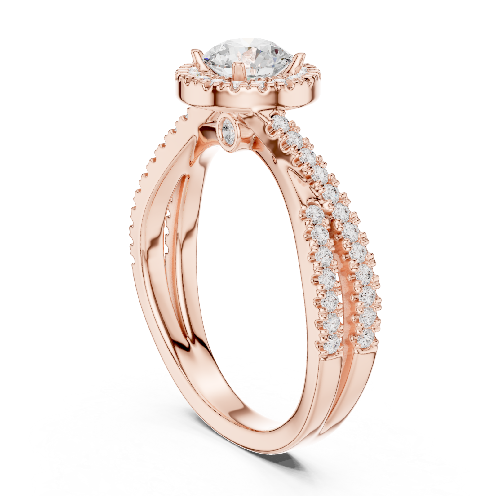  Rose Gold Whispering Elegance Solitaire Band Left View