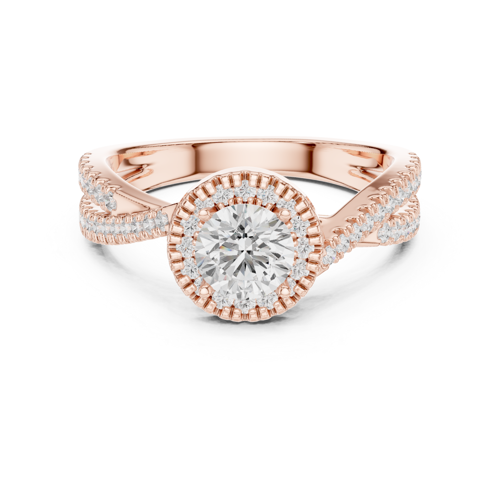  Rose Gold Whispering Elegance Solitaire Band Front View