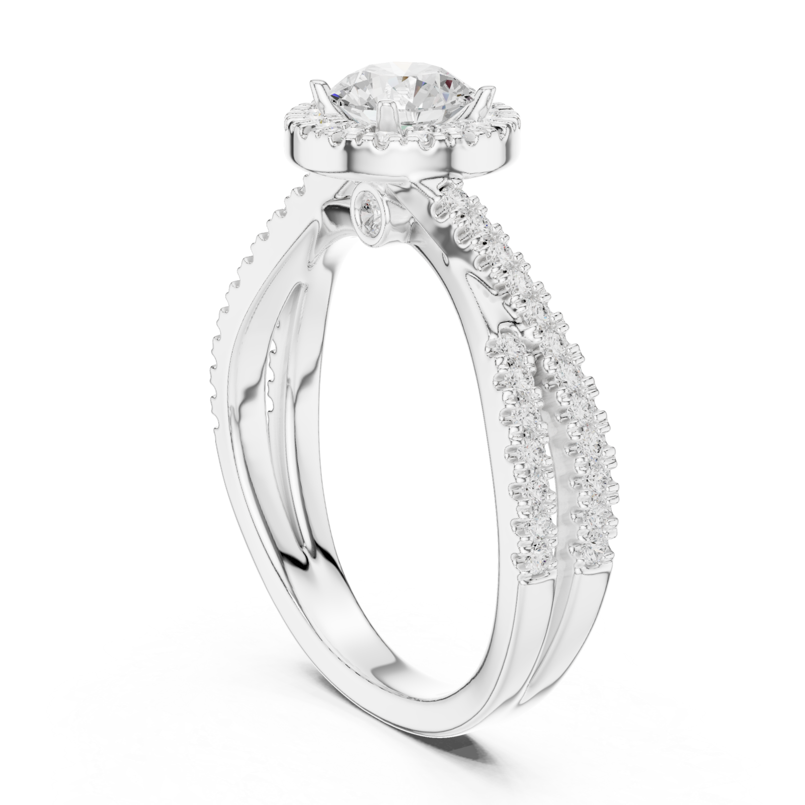 White Gold Whispering Elegance Solitaire Band Left View