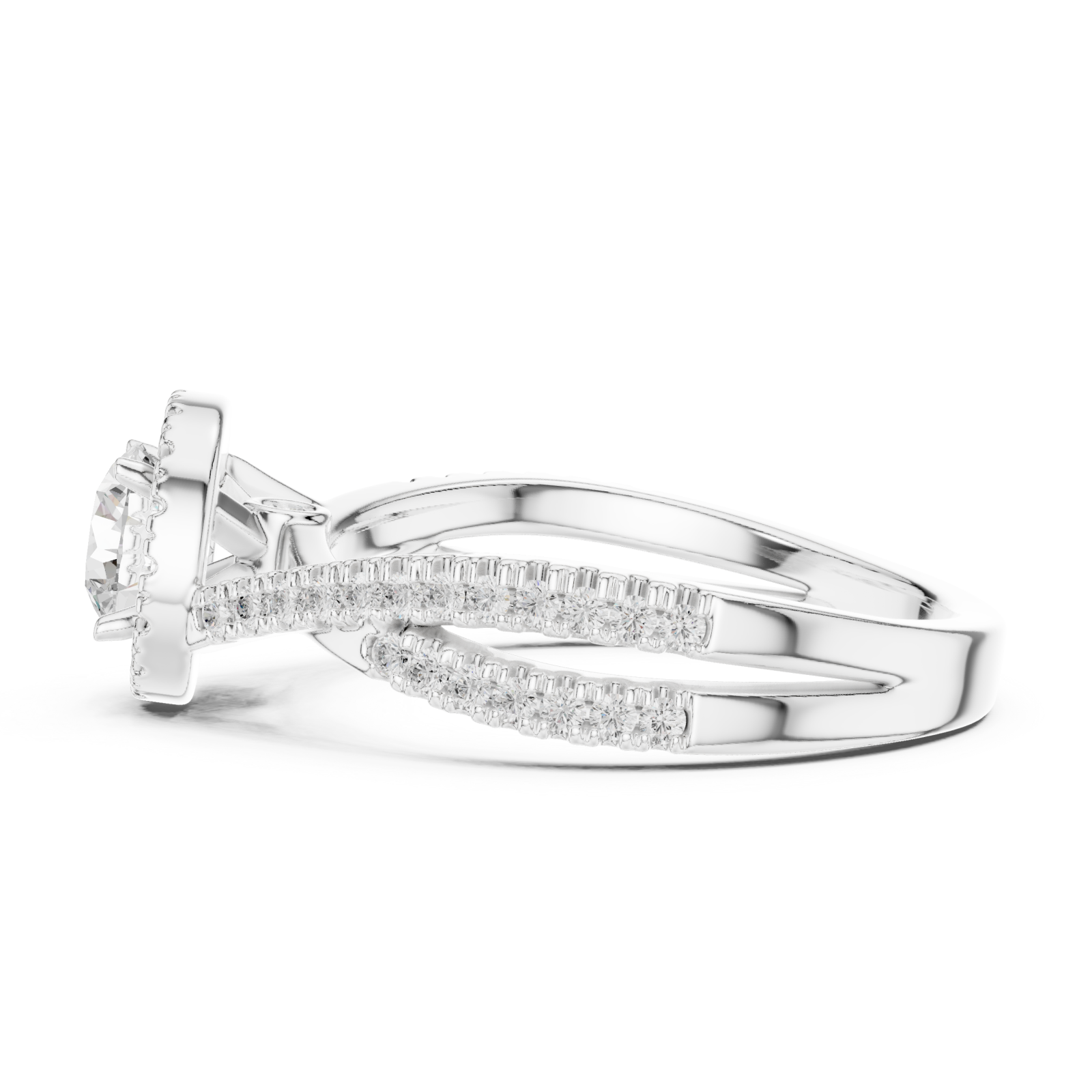  White Gold Whispering Elegance Solitaire Band Side View