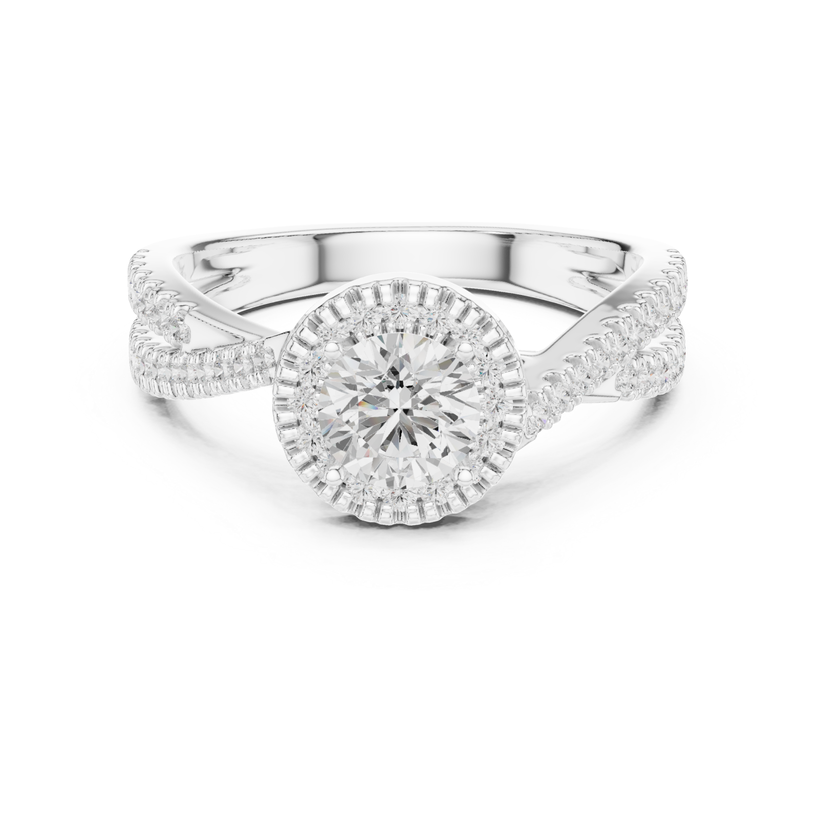  White Gold Whispering Elegance Solitaire Band Front View