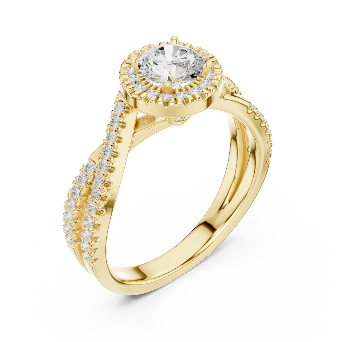 Gold Whispering Elegance Solitaire Band Right View