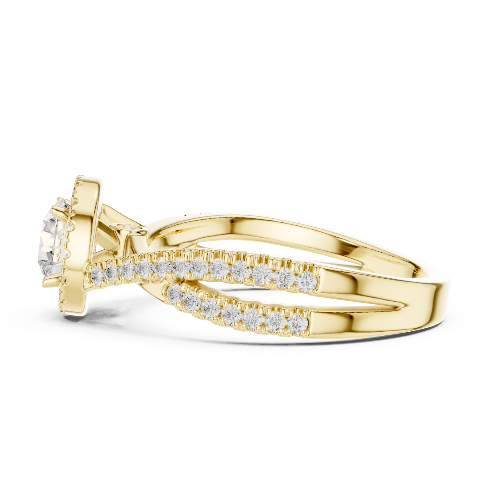  Gold Whispering Elegance Solitaire Band Side View