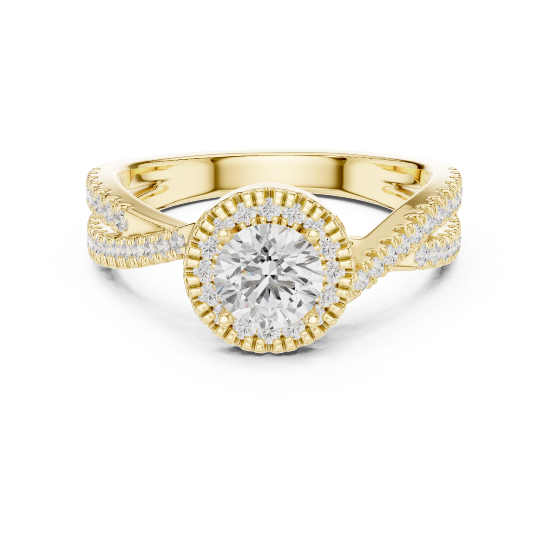 Gold Whispering Elegance Solitaire Band Right View