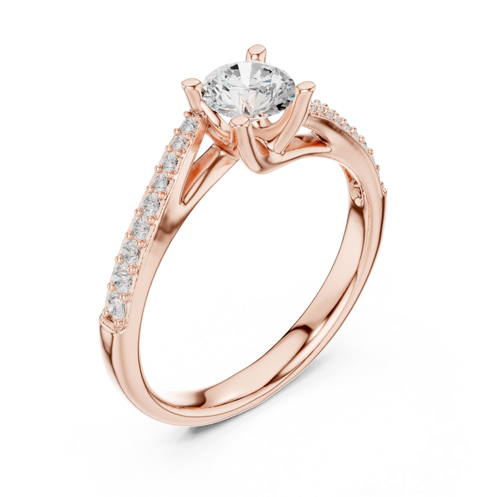  Rose Gold Radiant Embrace Solitaire Ring Right View