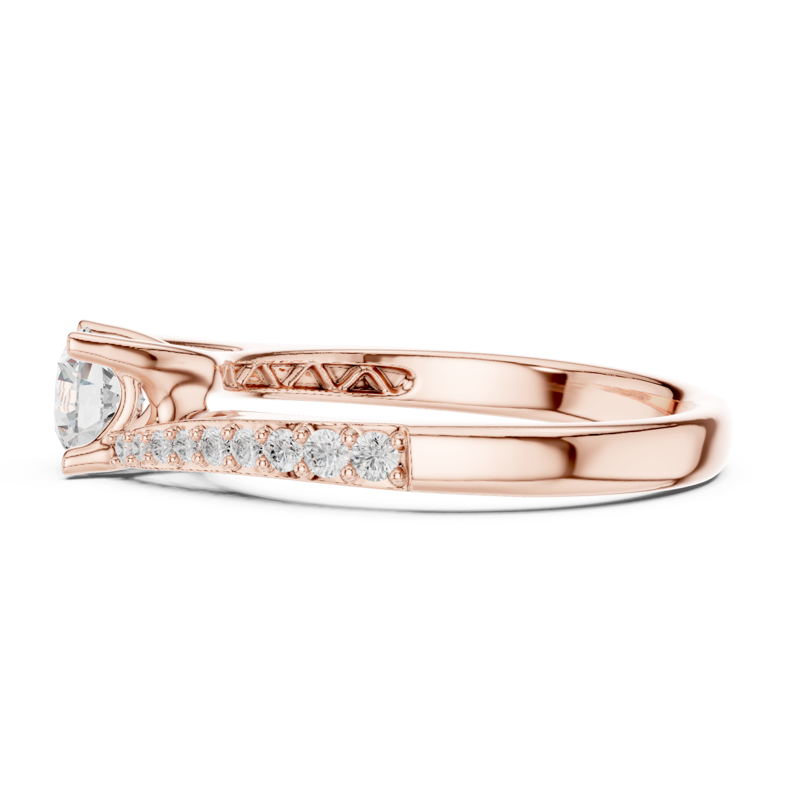 Rose Gold Radiant Embrace Solitaire Ring Side View