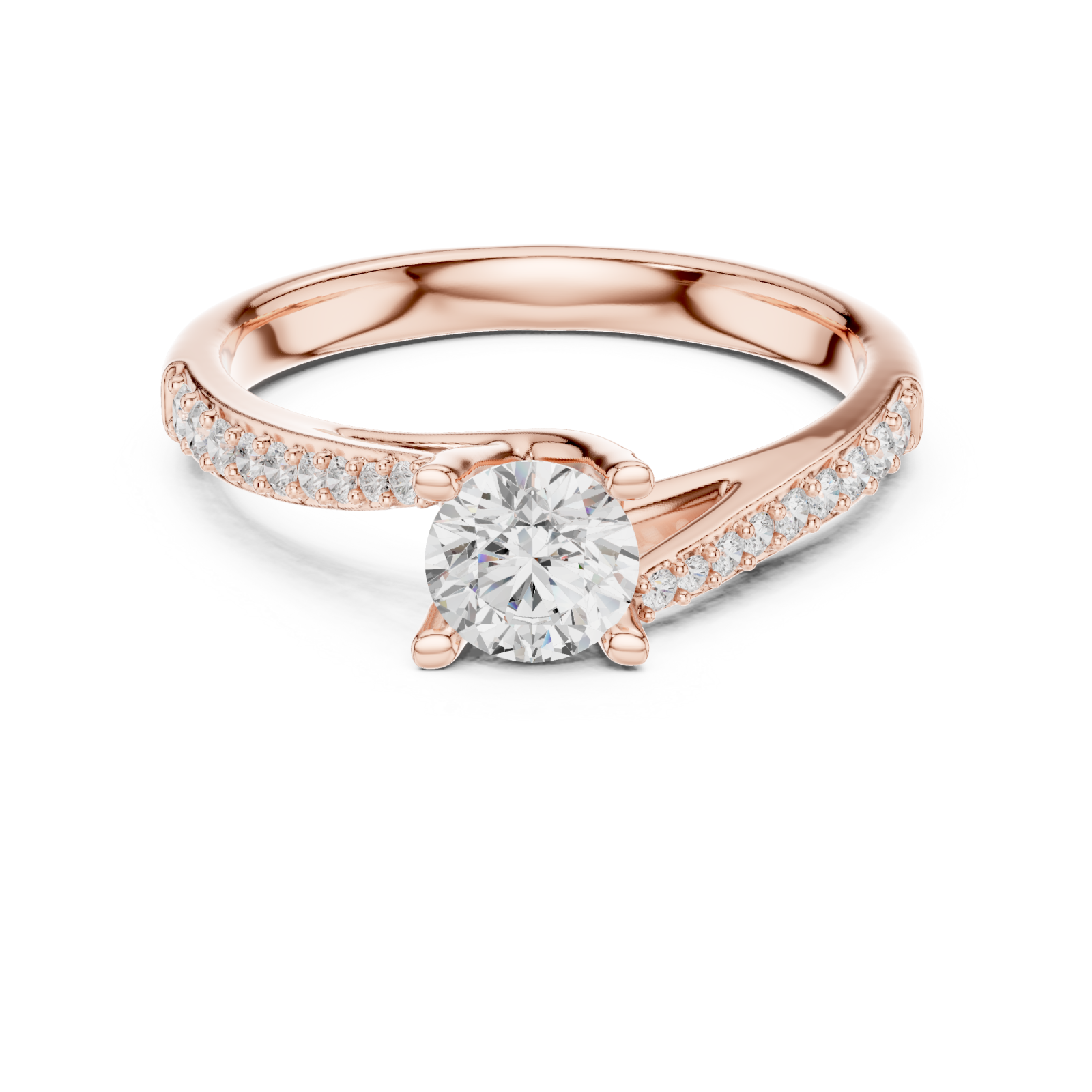  Rose Gold Radiant Embrace Solitaire Ring Front View