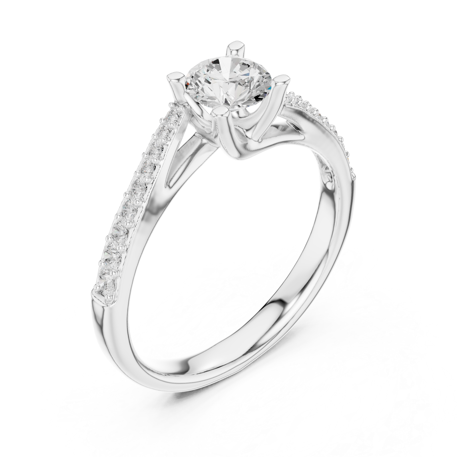  White Gold Radiant Embrace Solitaire Ring Right View