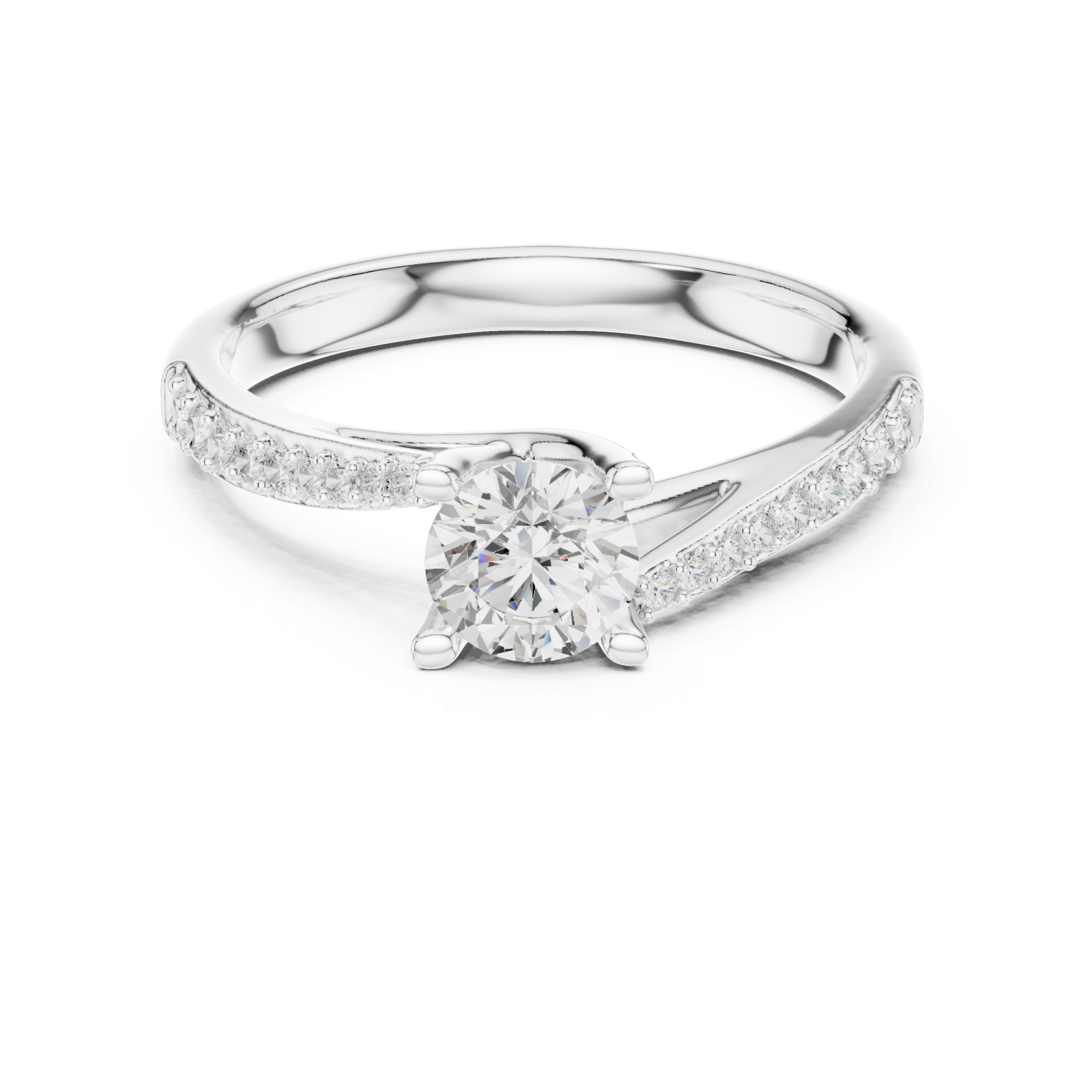  White Gold Radiant Embrace Solitaire Ring Front View