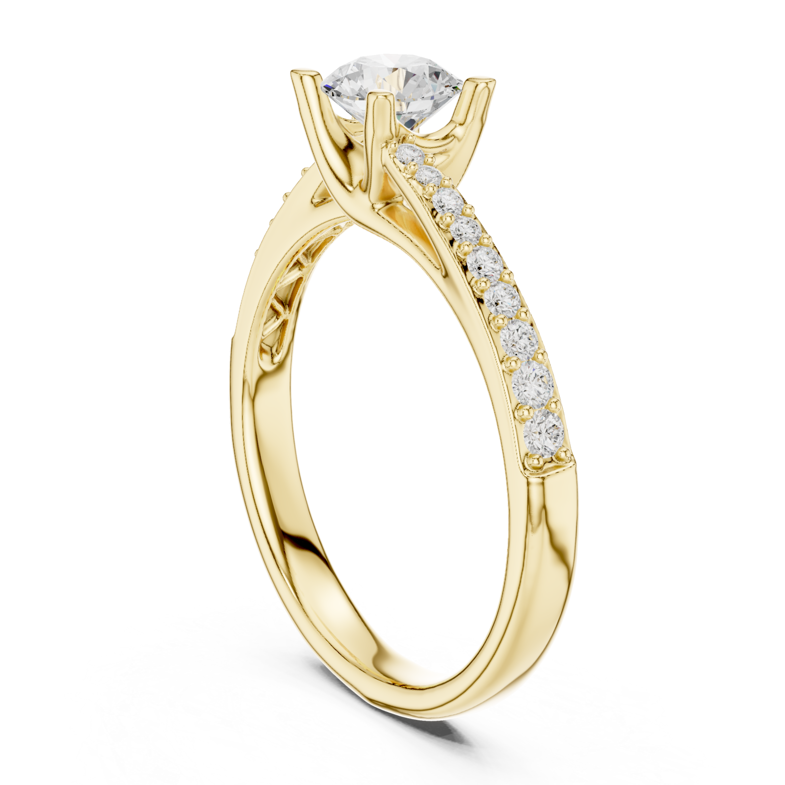  Gold Radiant Embrace Solitaire Ring Left View