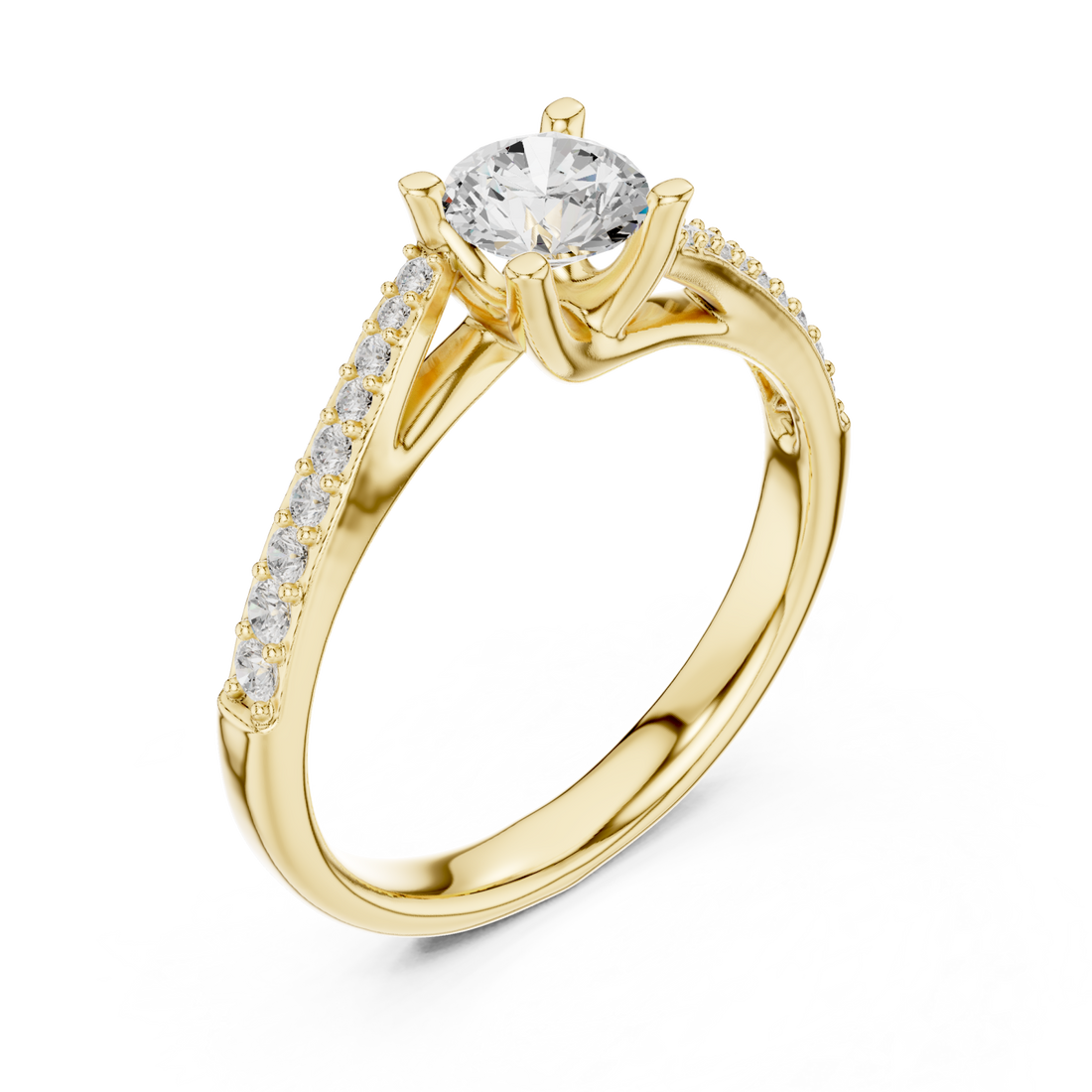 Gold Radiant Embrace Solitaire Ring Right View