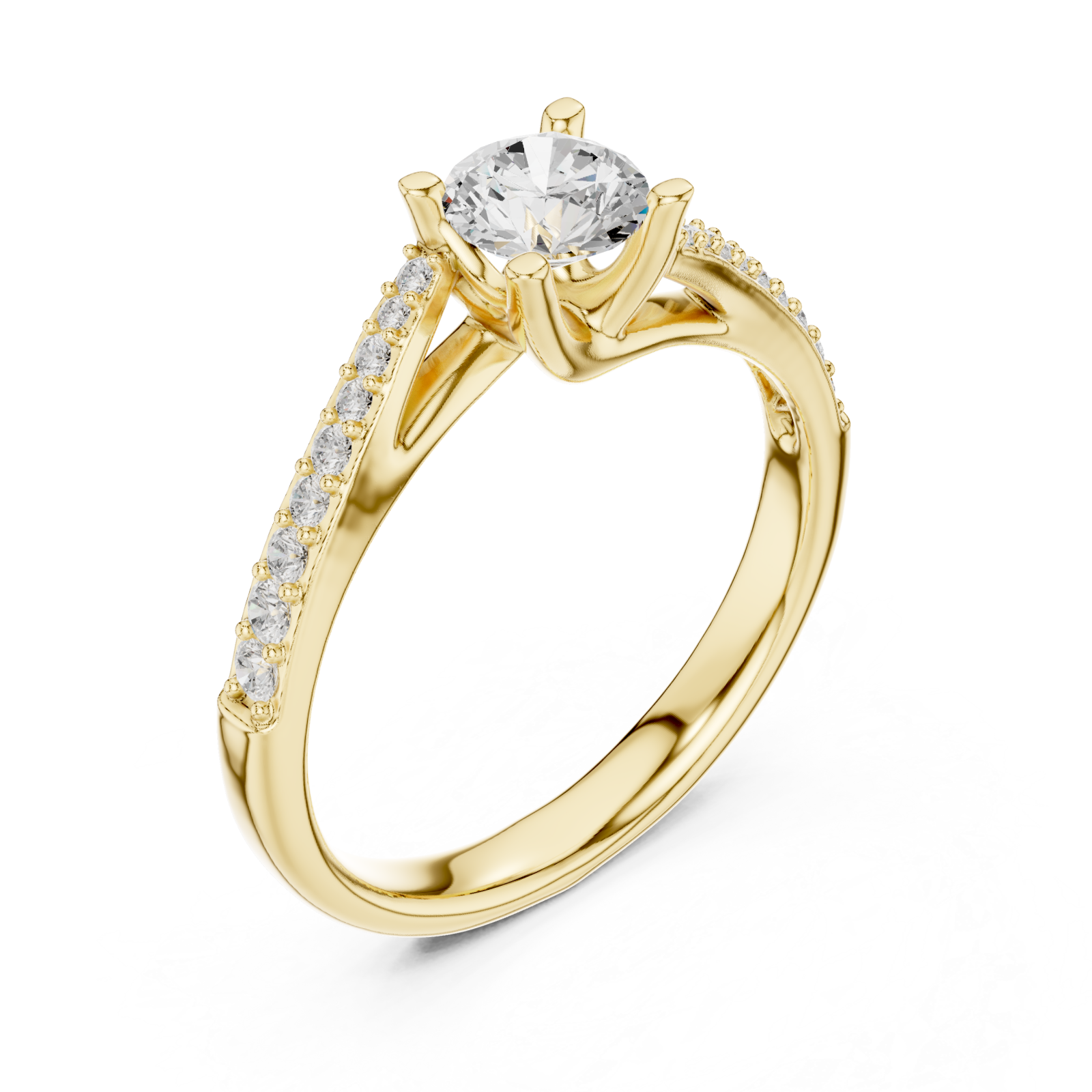 Gold Radiant Embrace Solitaire Ring Right View