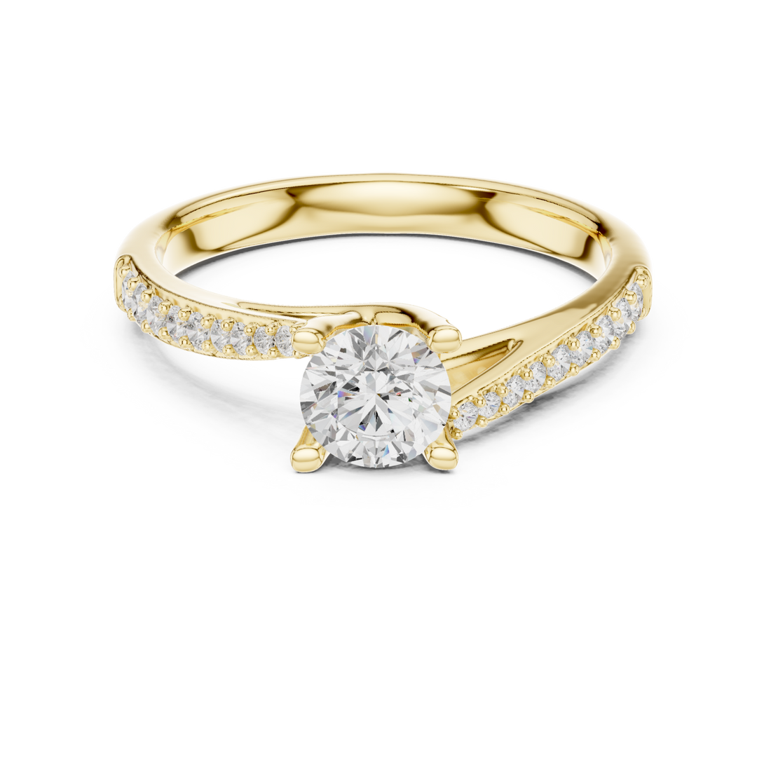 Gold Radiant Embrace Solitaire Ring Right View