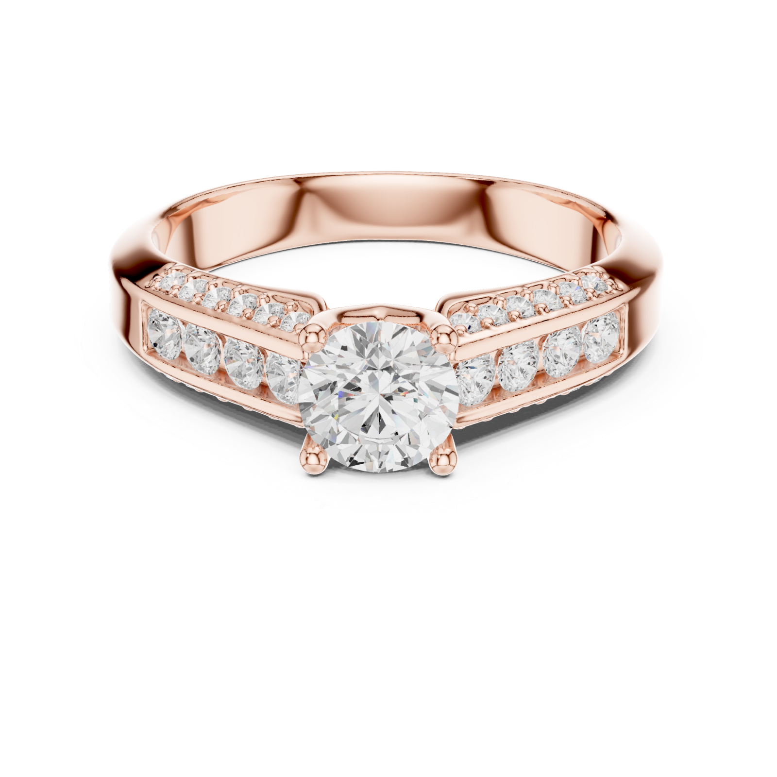  Rose Gold Twilight Promise Arc Ring Front View