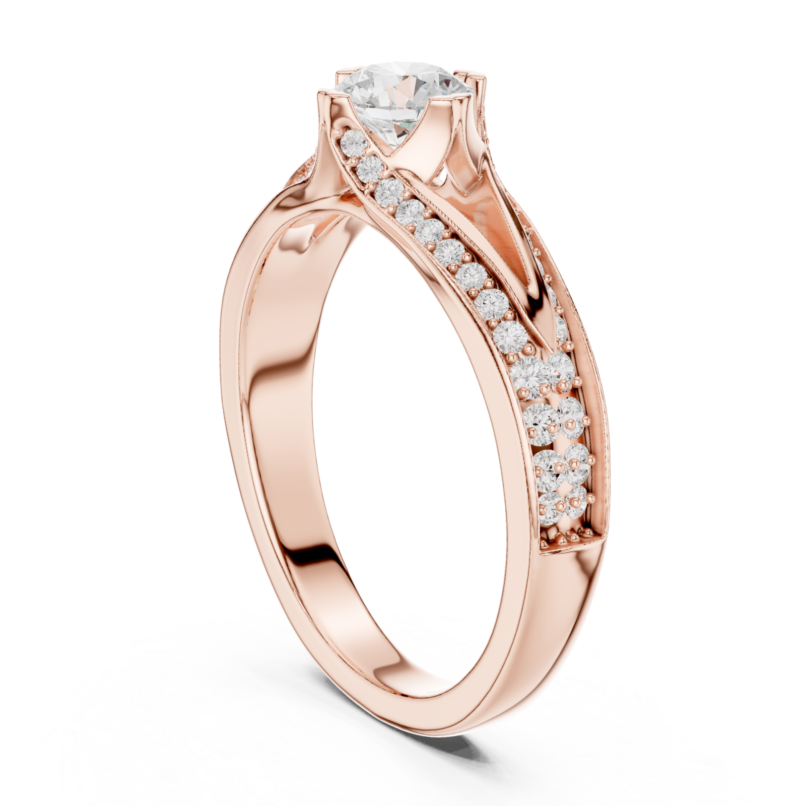  Rose Gold Starlit Whisper Nouveau Ring Left View