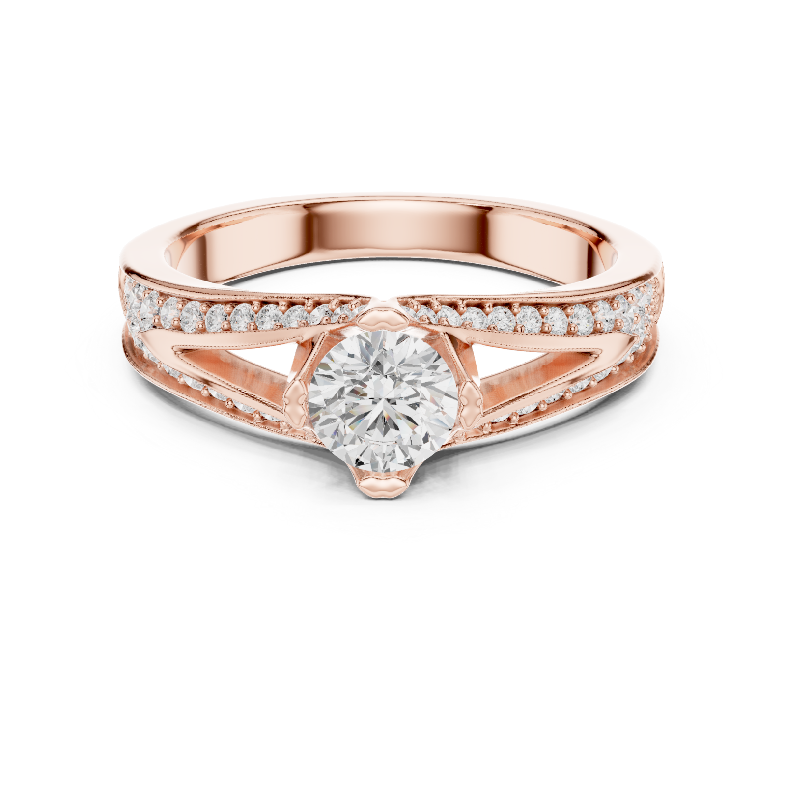  Rose Gold Starlit Whisper Nouveau Ring Front View