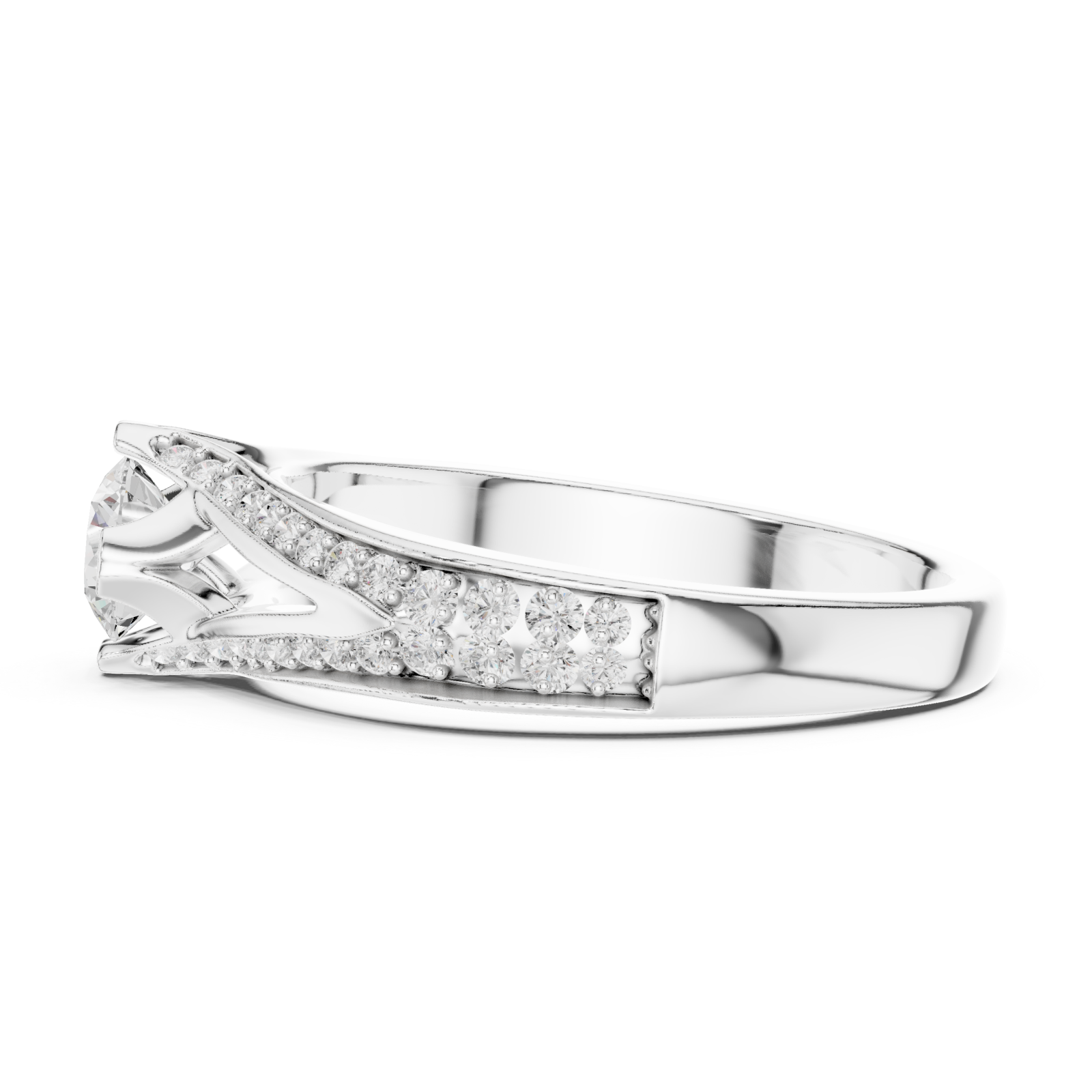  White Gold Starlit Whisper Nouveau Ring Side View