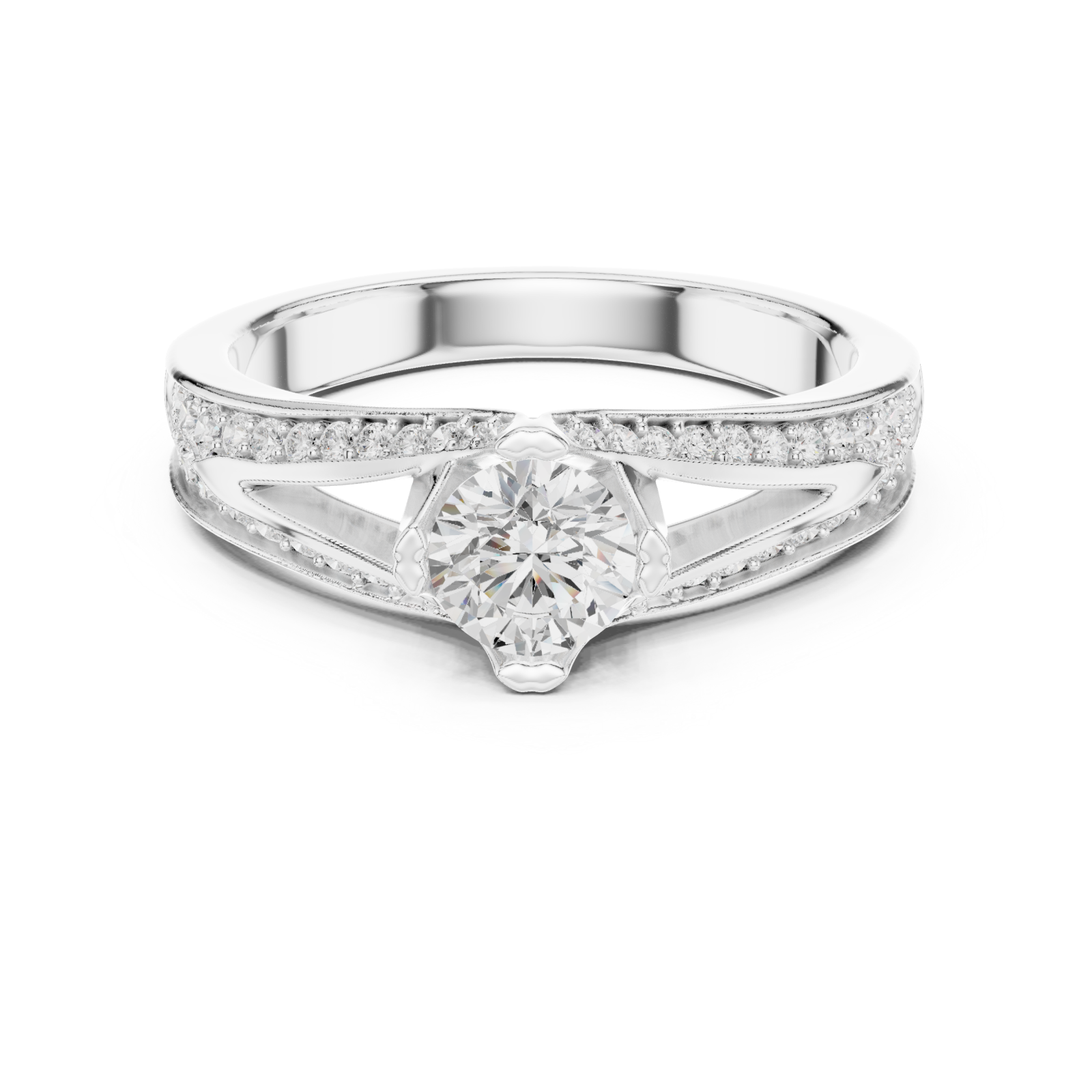  White Gold Starlit Whisper Nouveau Ring Front View