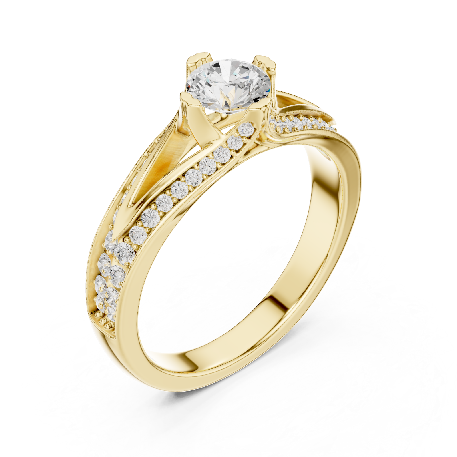 Gold Starlit Whisper Nouveau Ring Right View