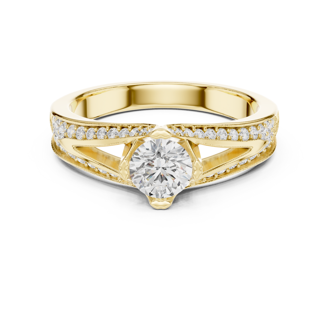 Gold Starlit Whisper Nouveau Ring Right View