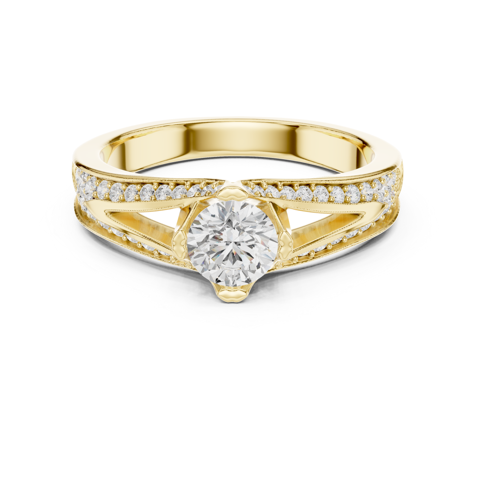  Gold Starlit Whisper Nouveau Ring Front View