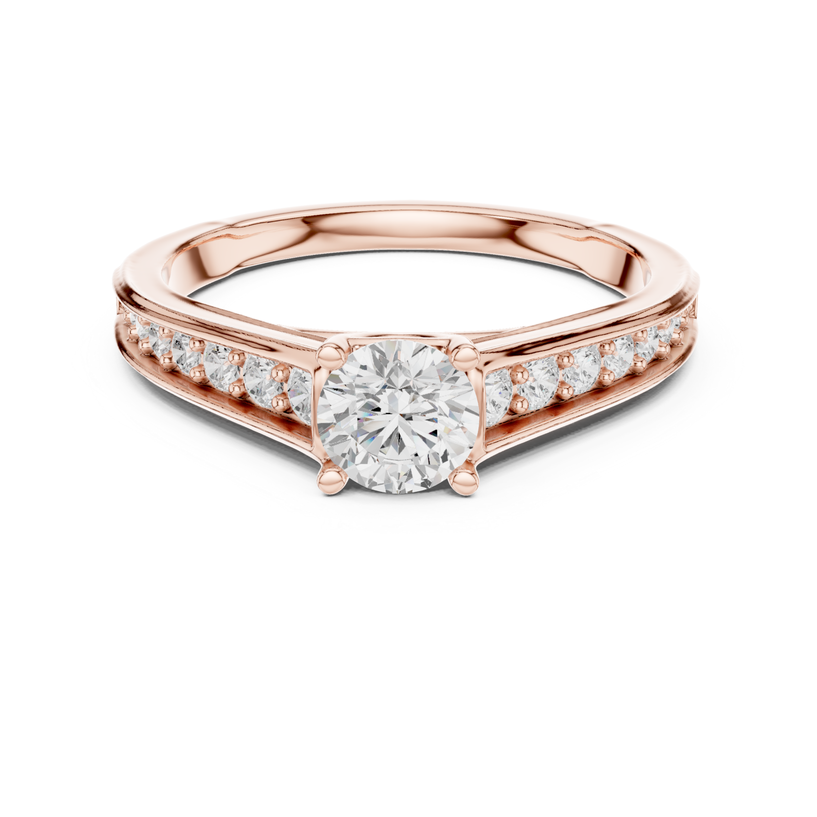 Rose Gold Celestial Moment Engagement Ring Front View