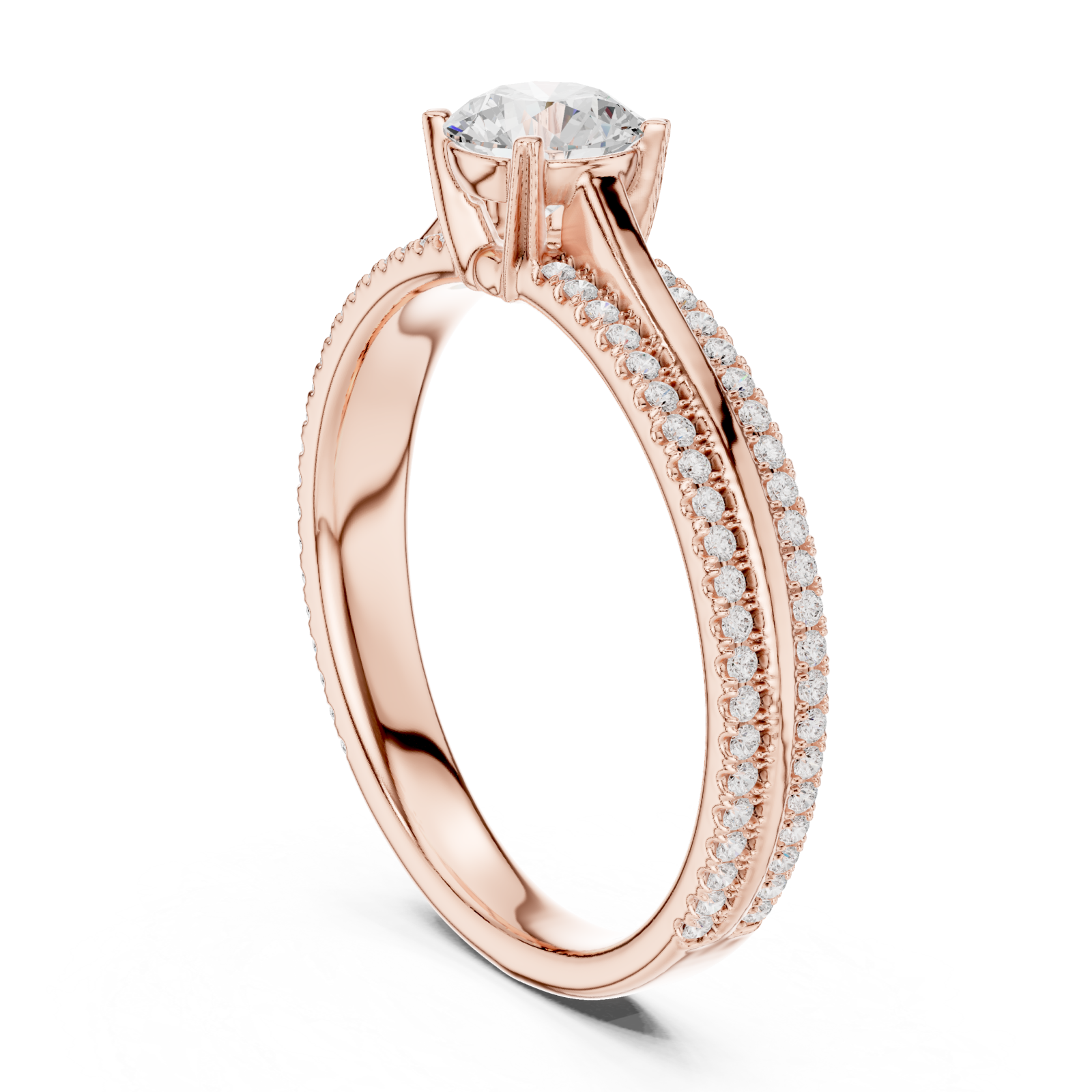  Rose Gold Celestial Grace Pavé Crown Engagement Ring Left View