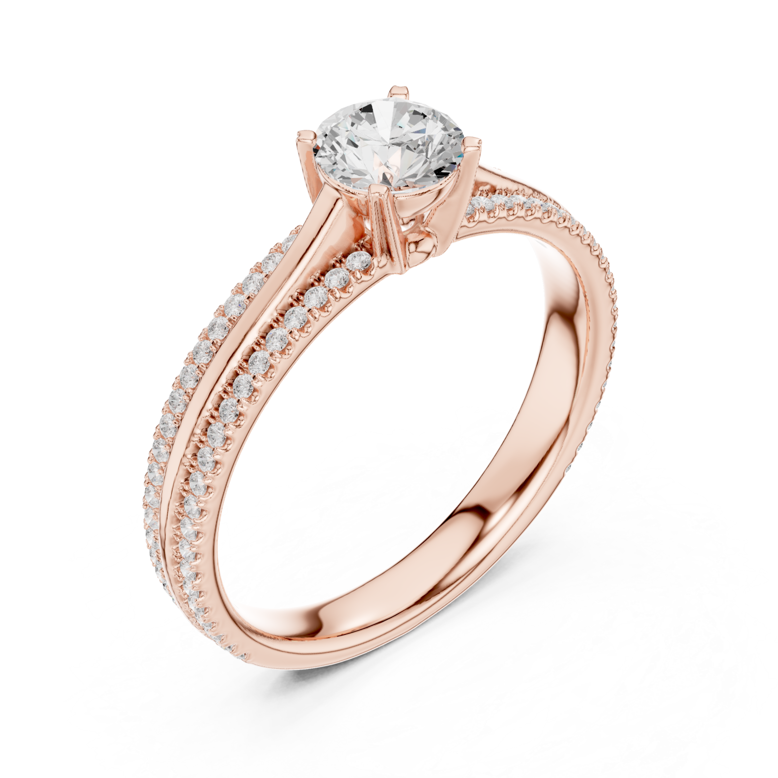  Rose Gold Celestial Grace Pavé Crown Engagement Ring Right View