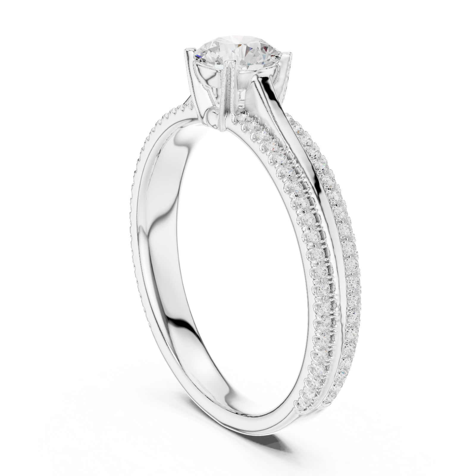  White Gold Celestial Grace Pavé Crown Engagement Ring Left View