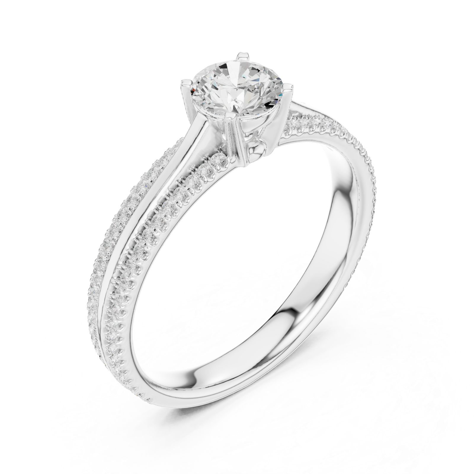  White Gold Celestial Grace Pavé Crown Engagement Ring Right View