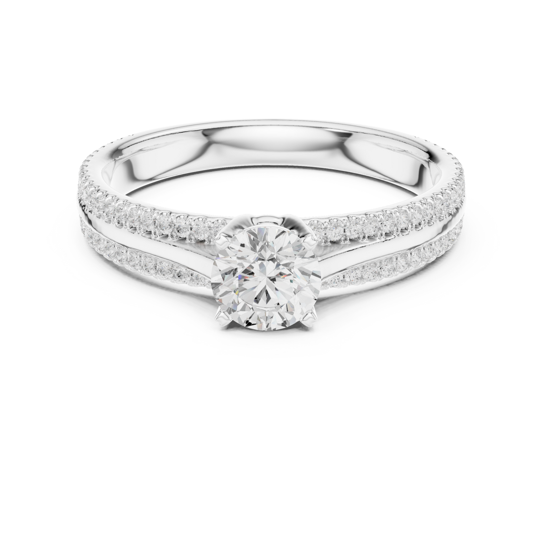  White Gold Celestial Grace Pavé Crown Engagement Ring Right View