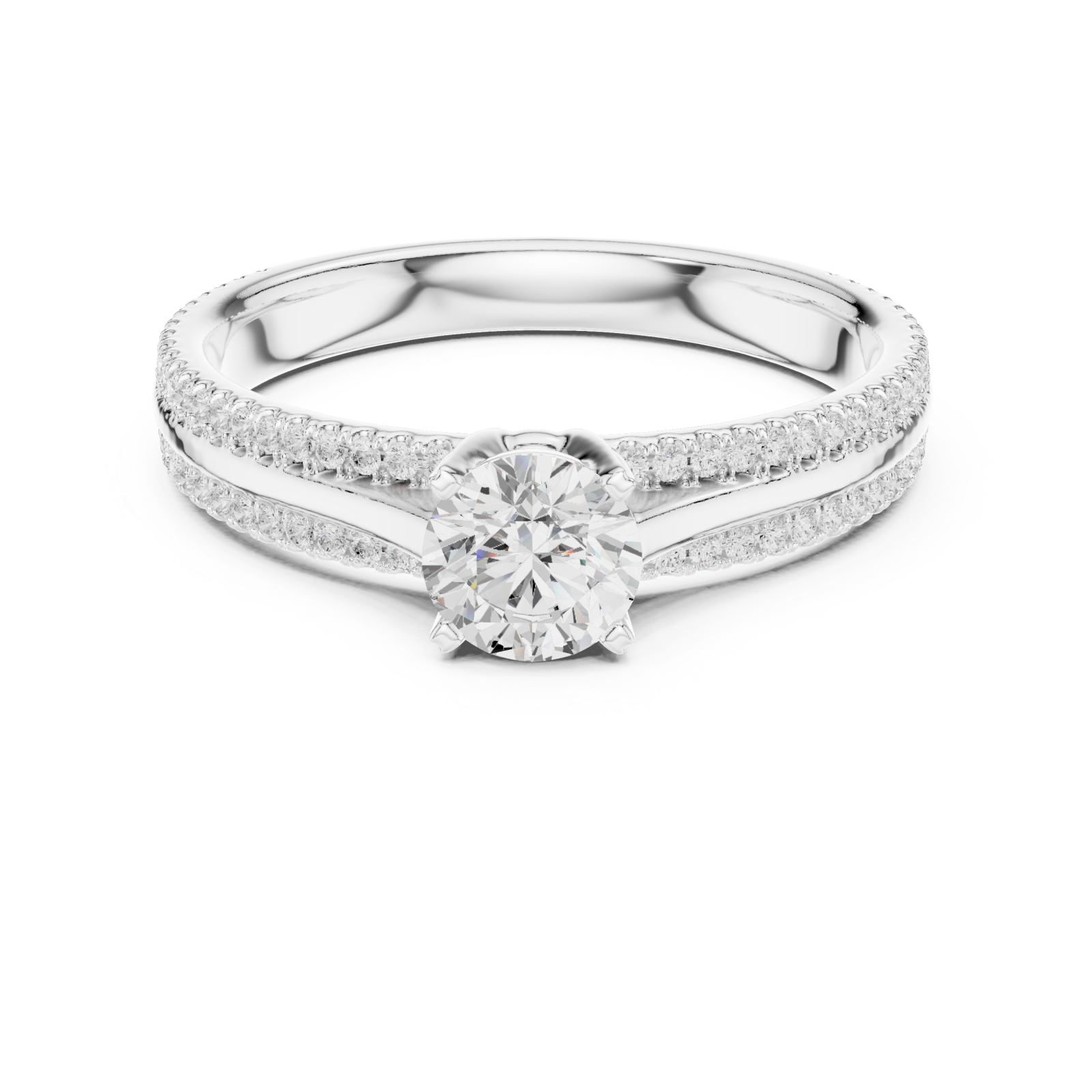  White Gold Celestial Grace Pavé Crown Engagement Ring Front View