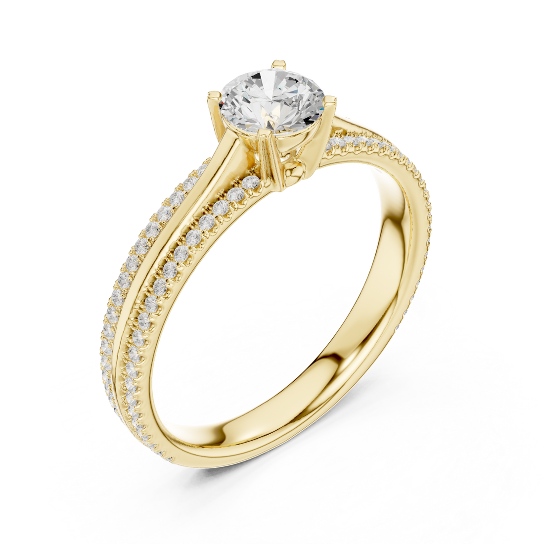 Gold Celestial Grace Pavé Crown Engagement Ring Right View