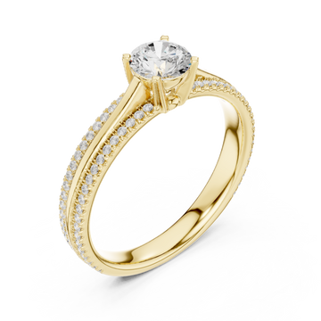 Gold Celestial Grace Pavé Crown Engagement Ring Right View