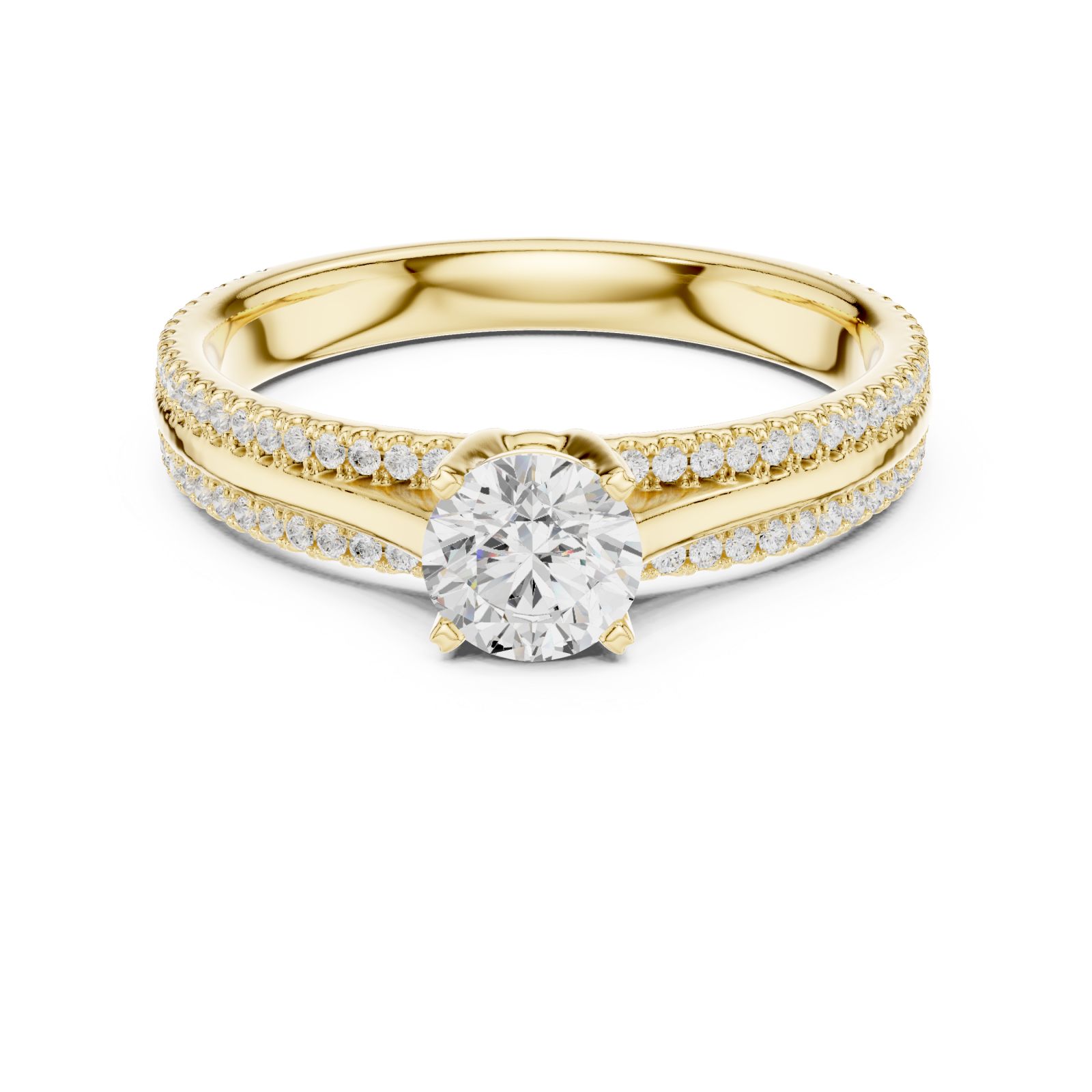  Gold Celestial Grace Pavé Crown Engagement Ring Front View