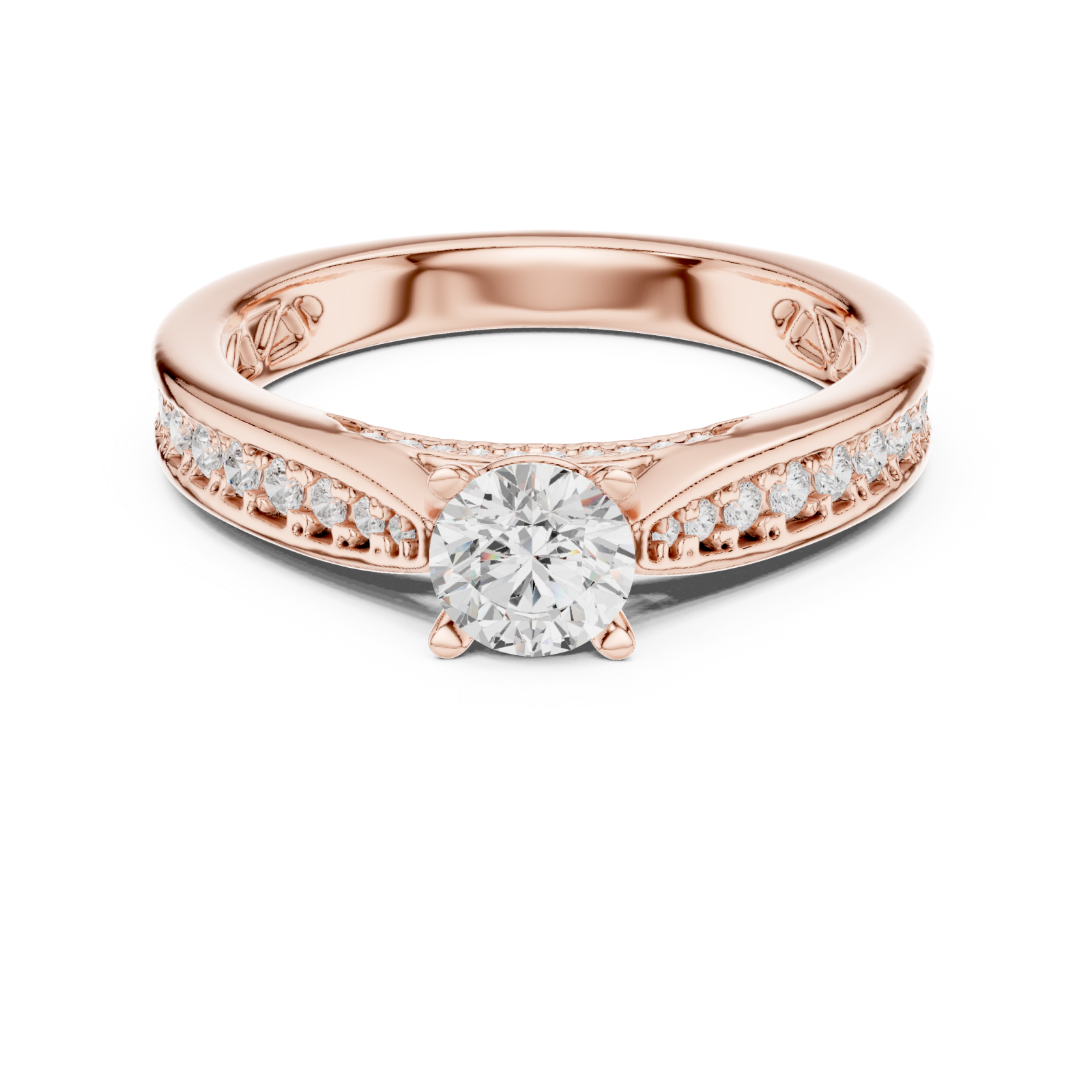  Rose Gold Timeless Grace Solitaire Ring Front View
