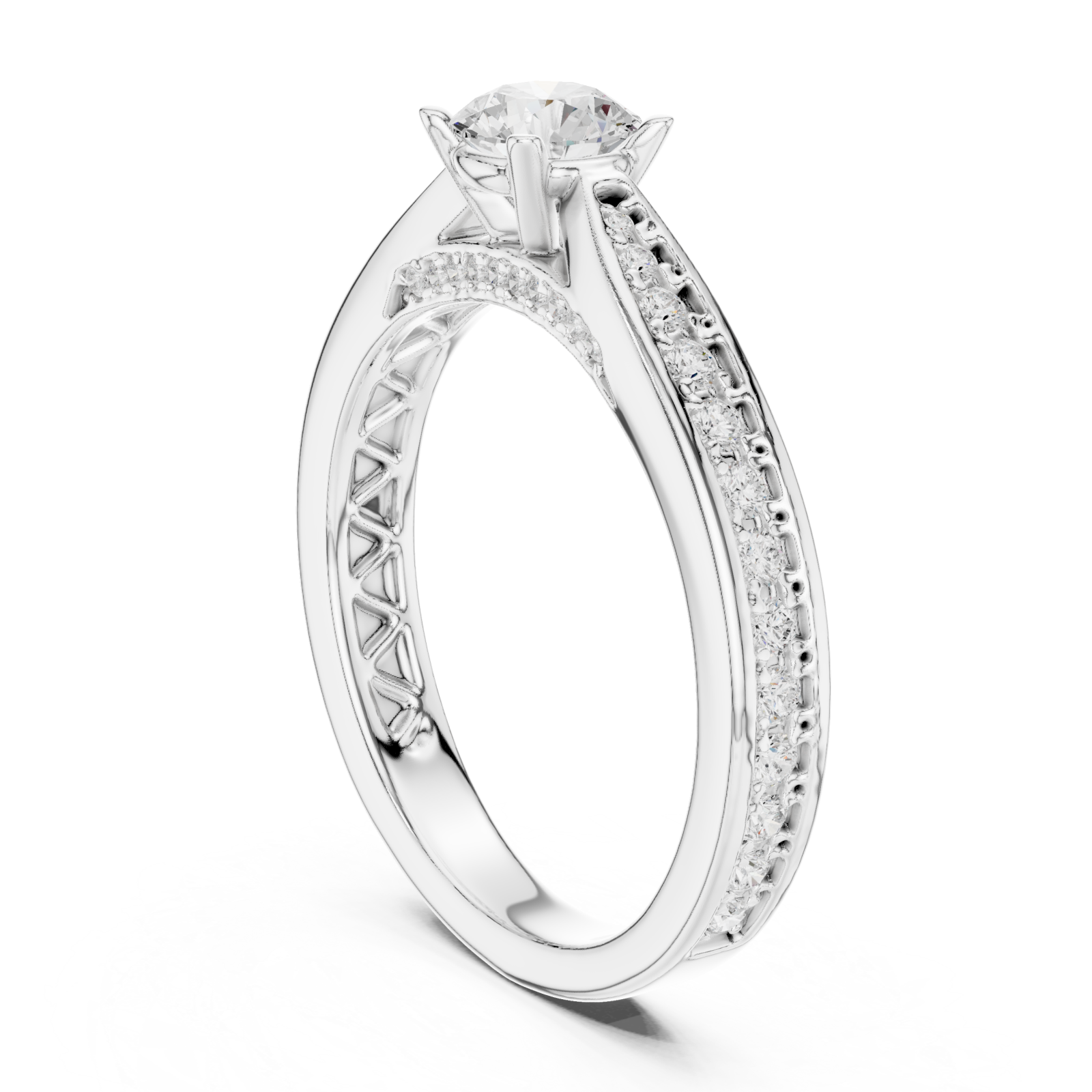  White Gold Timeless Grace Solitaire Ring Left View