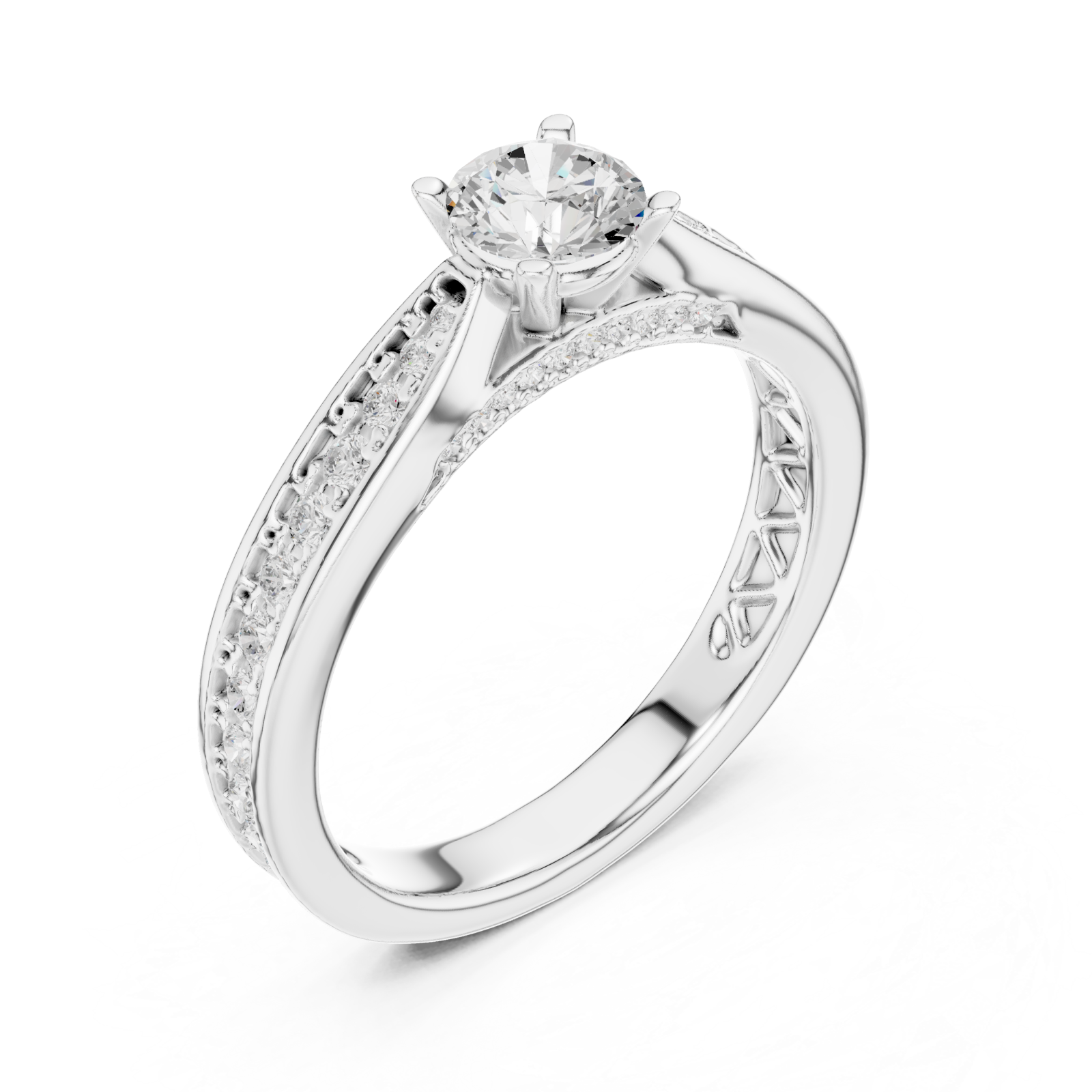  White Gold Timeless Grace Solitaire Ring Right View