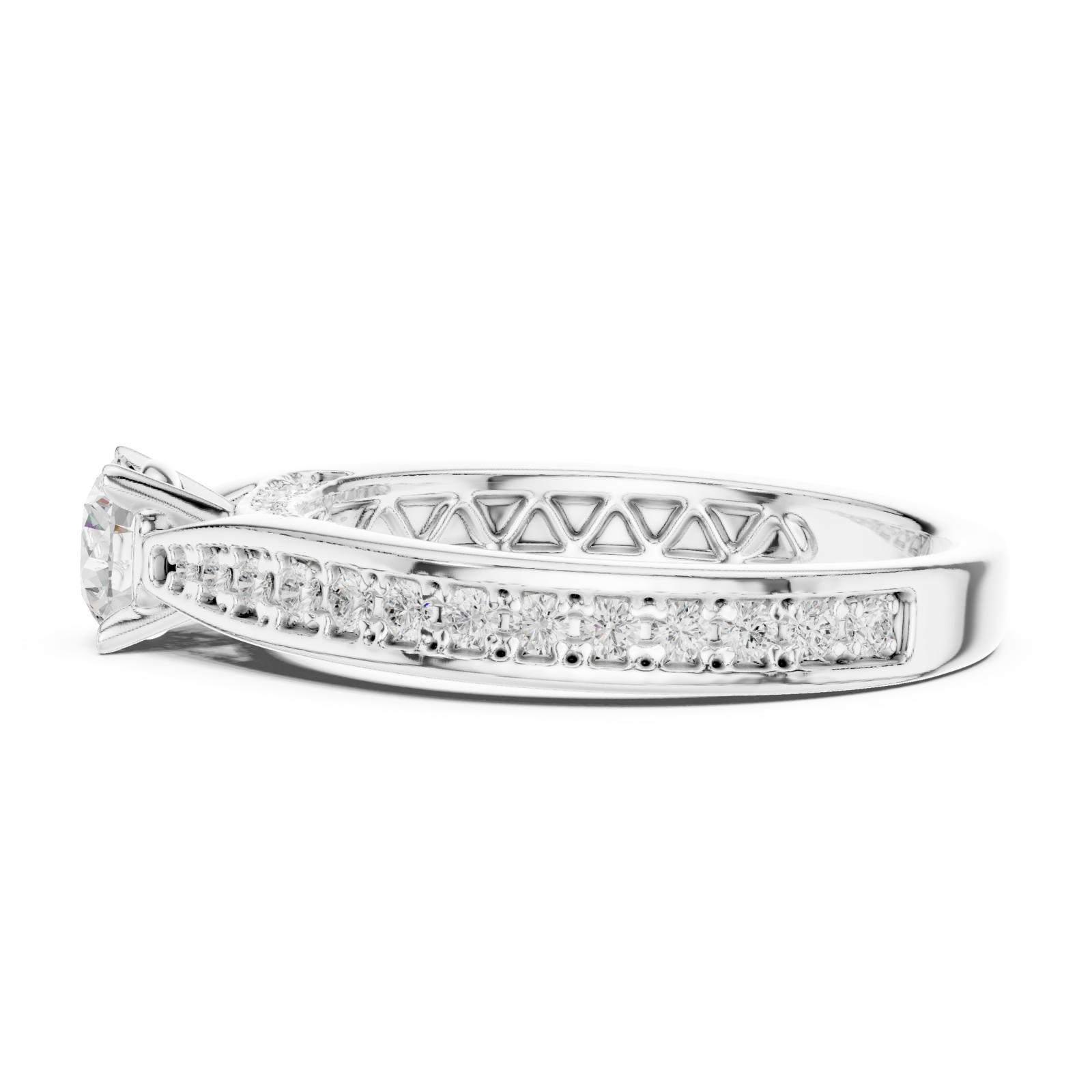  White Gold Timeless Grace Solitaire Ring Side View
