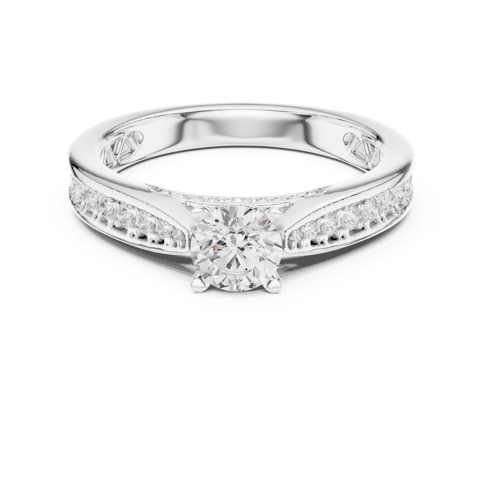  White Gold Timeless Grace Solitaire Ring Front View